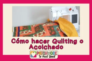 Máquina de coser haciendo el quilting o acolchado