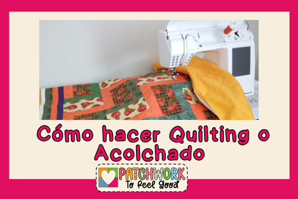 Máquina de coser haciendo el quilting o acolchado