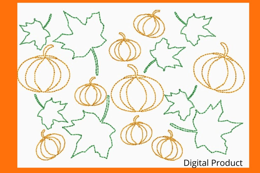Quilting with embroidery fall design pumpkins and leaves